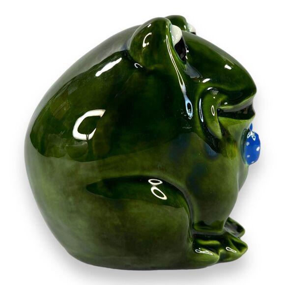 VTG Frog w Bowtie Ceramic Figurine Decor Anthropomorphic ARTIST SIGNED 4.5" EUC - Picture 6 of 16